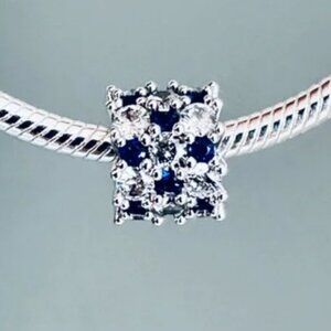 NEW Pandora BLUE CLEAR Sparkle Charm / Pandora Silver Charms / Pandora Bracelet